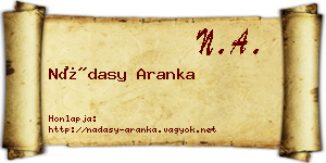 Nádasy Aranka névjegykártya